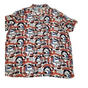 Captain America Marvels. Patriotic Men's Aloha Beach Hawaiian Button  Shirt‎ 3XL
